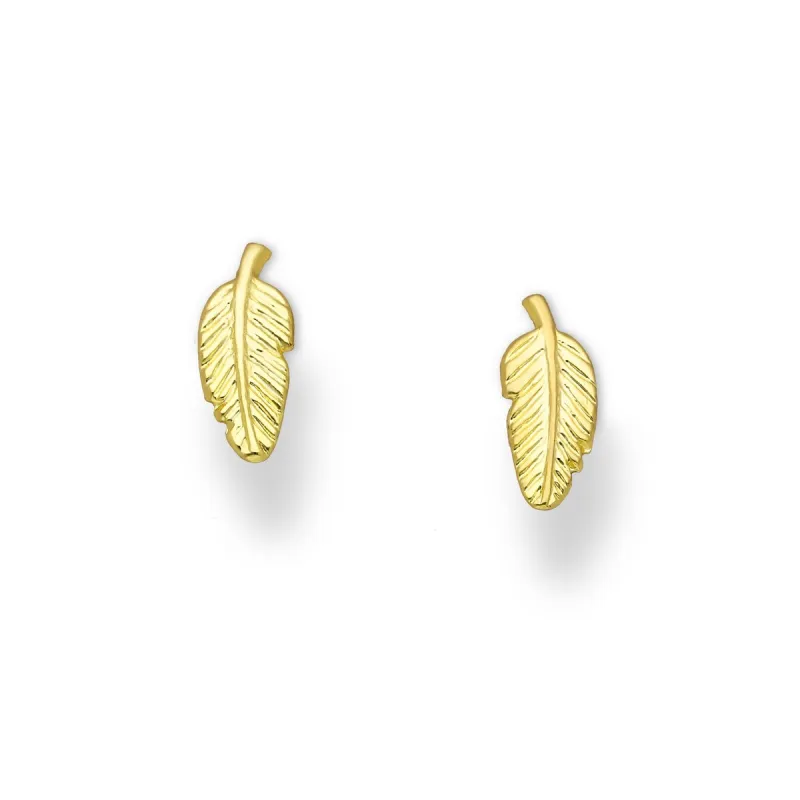 Goldtone Plated Sterling Silver Leaf Stud Earrings sold by Zulily