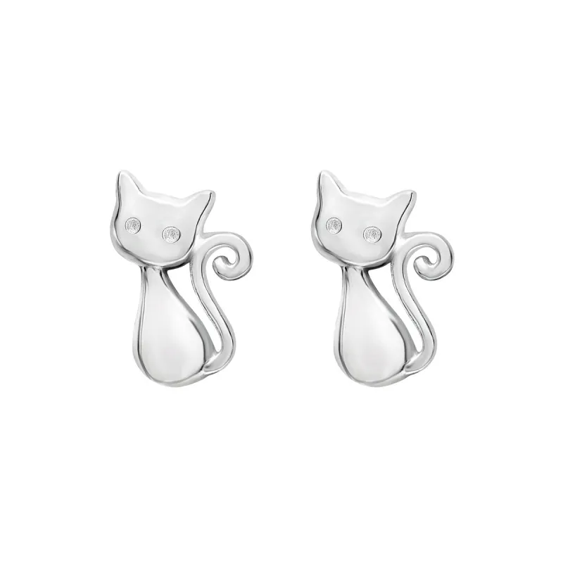 Sterling Silver Cat Stud Earrings sold by Zulily
