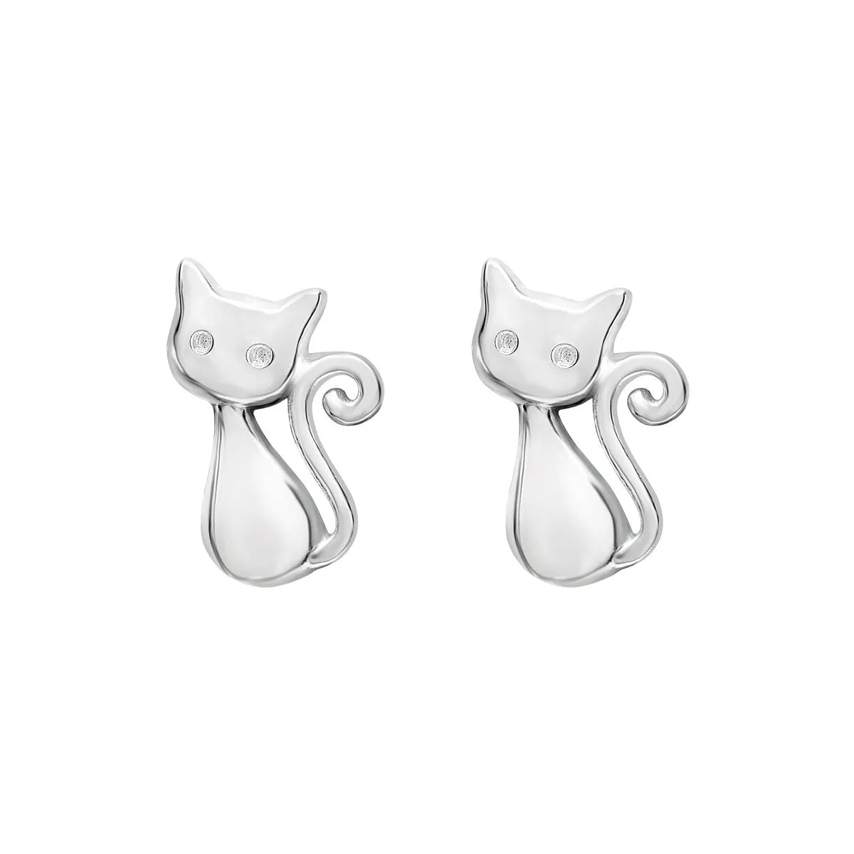 Sterling Silver Cat Stud Earrings sold by Zulily
