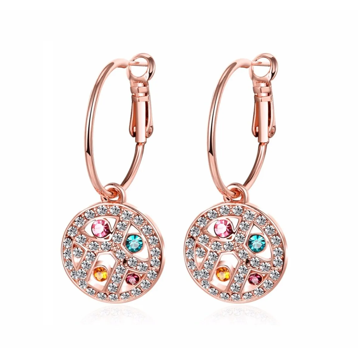 Rose Goldtone & Multi Colored Crystal Pave Circular Drop Earrings sold by Zulily