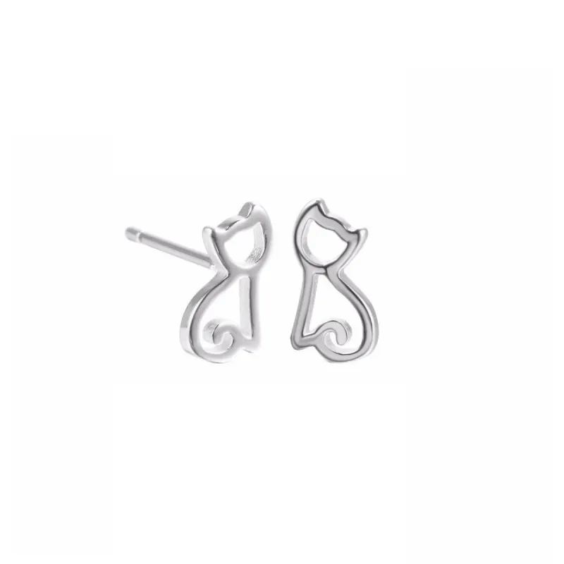 Sterling Silver Open Cat Stud Earrings sold by Zulily