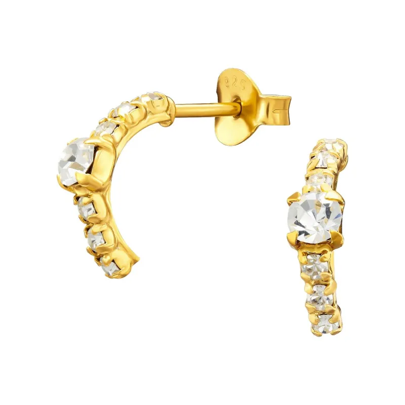 Sterling Silver 18k Gold-Plated Stud Earrings with Cubic Zirconia sold by Zulily