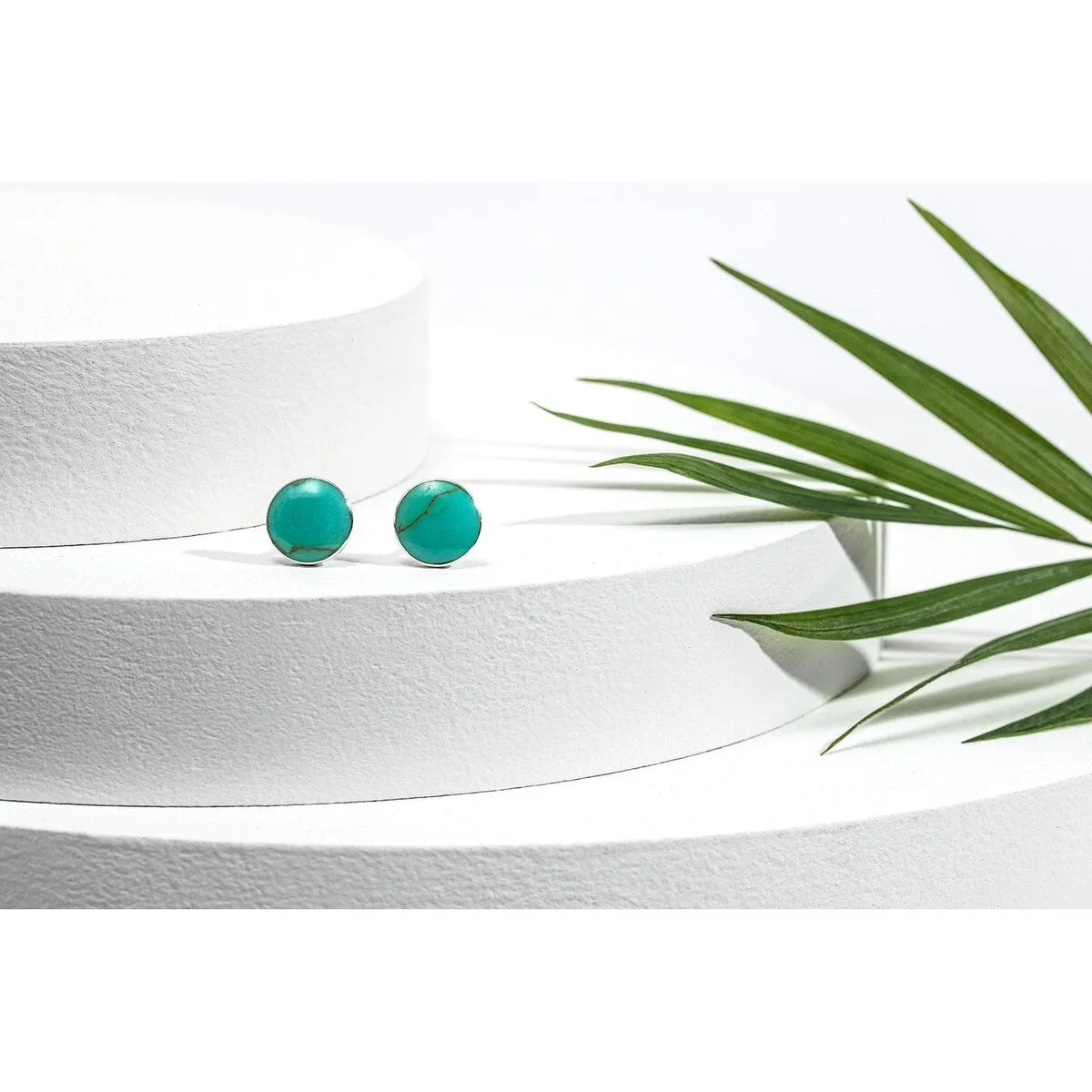 Sterling Silver Turquoise Round Stud Earrings sold by Zulily product image thumbnail 2