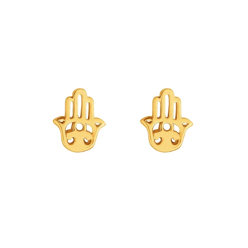 Goldtone Plated Sterling Silver Hamsa Stud Earrings sold by Zulily