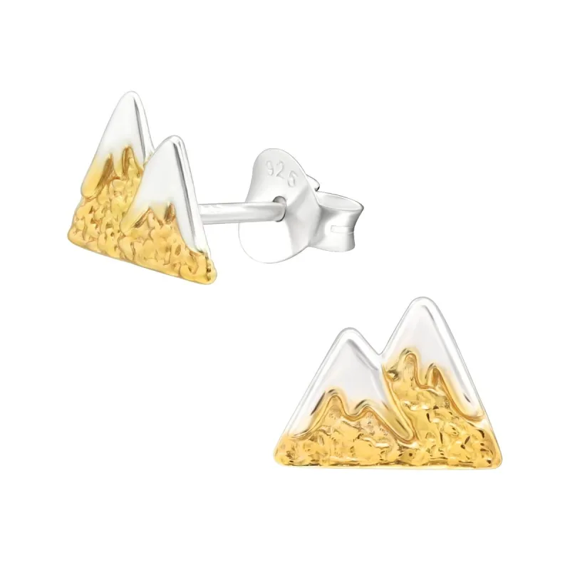 Two-Tone Sterling Silver Gold-Plated Mountain Range Stud Earrings sold by Zulily