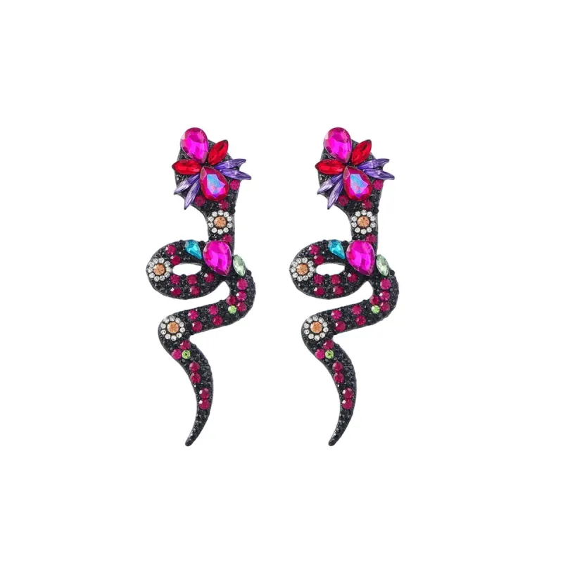 Pink Crystal Snake Stud Earrings sold by Zulily