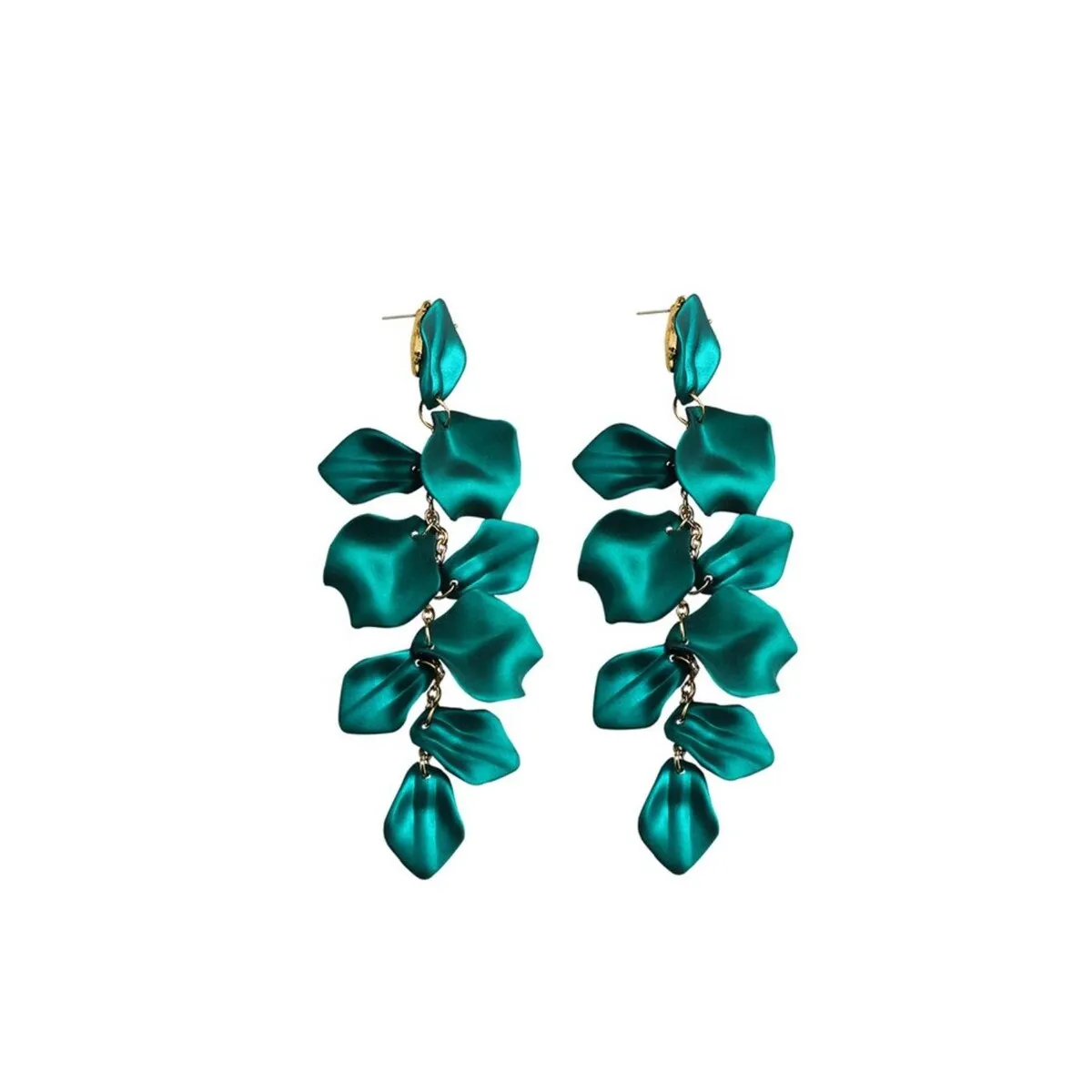 Gold And Emerald Multi Leaf Drop Earrings sold by Zulily