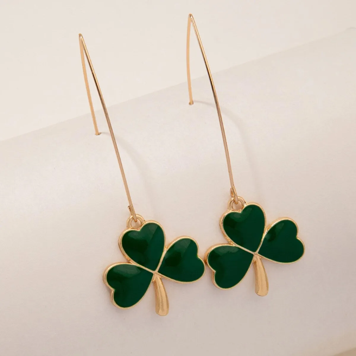 Goldtone & Green Shamrock Threader Earrings sold by Zulily product image thumbnail 2