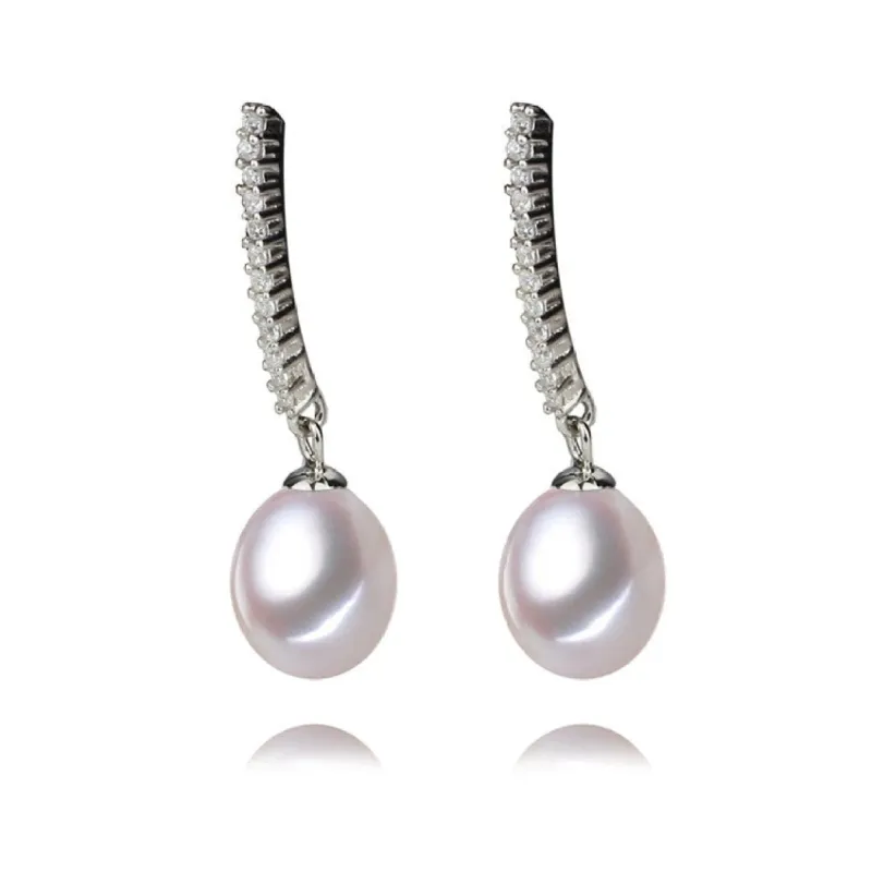 Sterling Silver Layered Drop Earrings with White Freshwater Pearls sold by Zulily