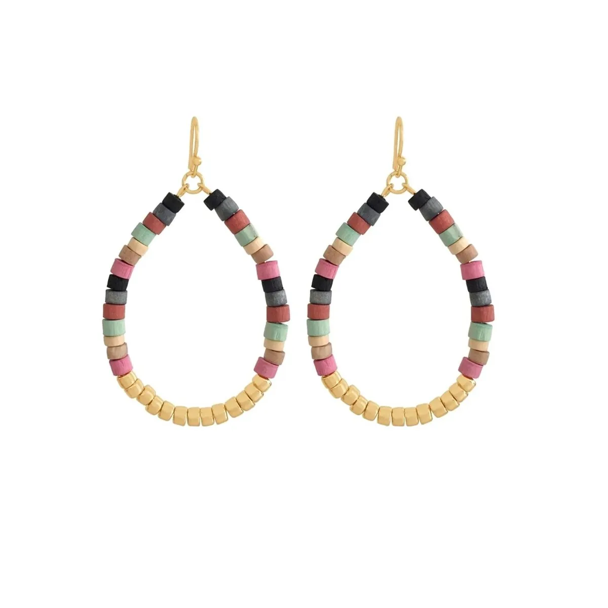 Goldtone & Multi Colored Beaded Oval Drop Earrings sold by Zulily