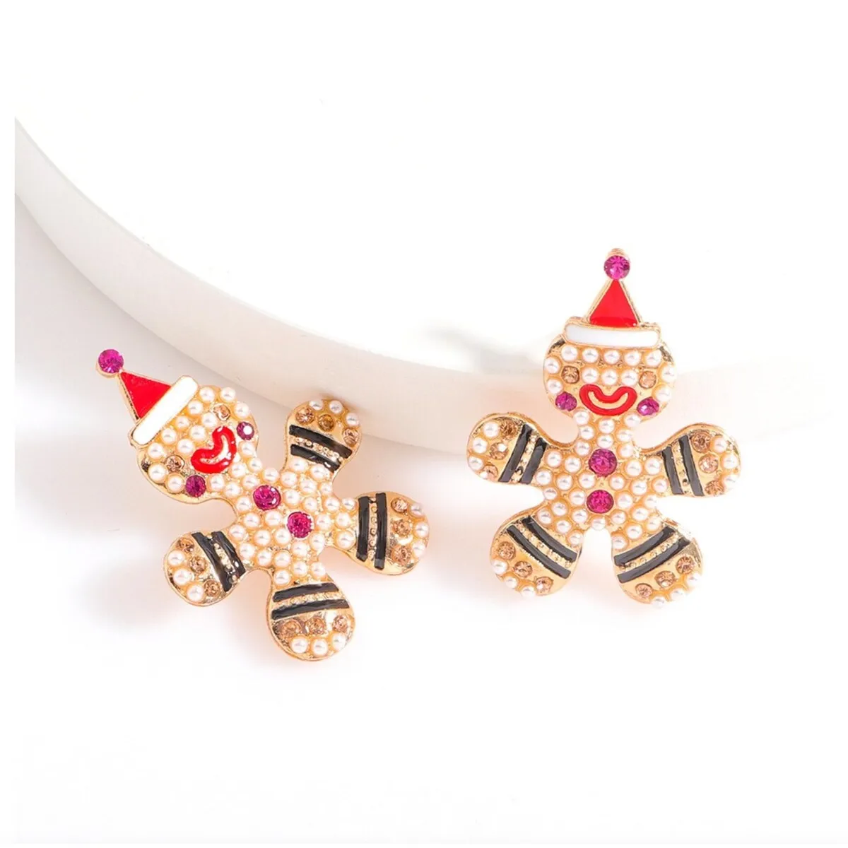Imitation Pearl Gingerbread Men Stud Earrings sold by Zulily