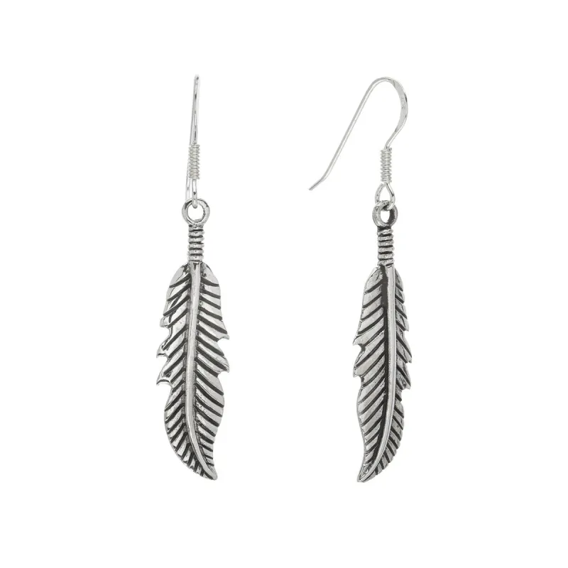 Sterling Silver Feather Drop Earrings sold by Zulily
