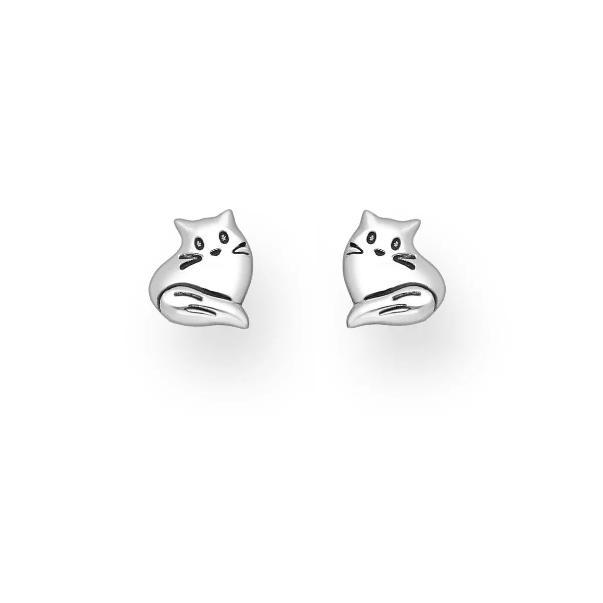 Sterling Silver Cute Cat Stud Earrings sold by Zulily