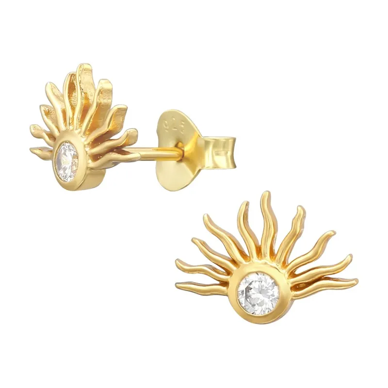 Cubic Zirconia & Goldtone Sun Stud Earrings sold by Zulily