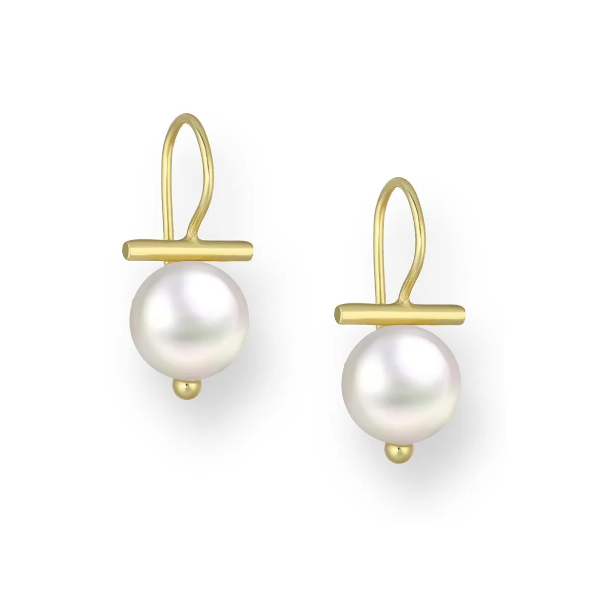 18K Goldtone Plated Sterling Silver Freshwater Pearl Hook Earrings- AG Sterling sold by Zulily