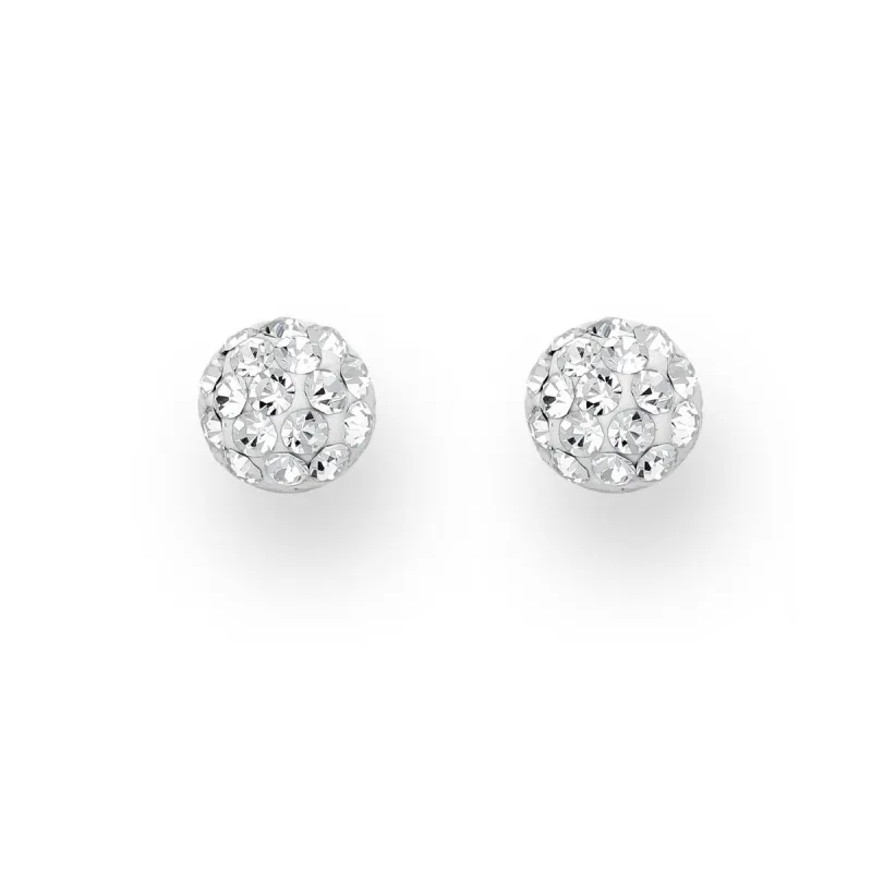 Sterling Silver White Cubic Zirconia Shamballa Stud Earrings sold by Zulily