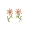 Green & Pink Crystal Flower Stud Earrings sold by Zulily