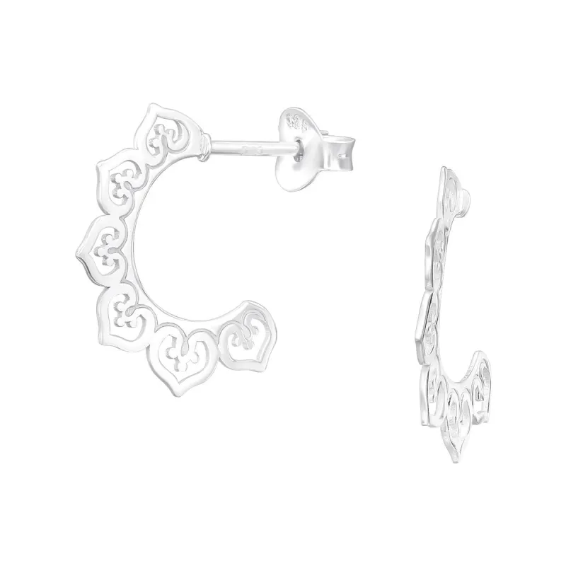 Sterling Silver Bali Fan Half Hoop Earrings sold by Zulily