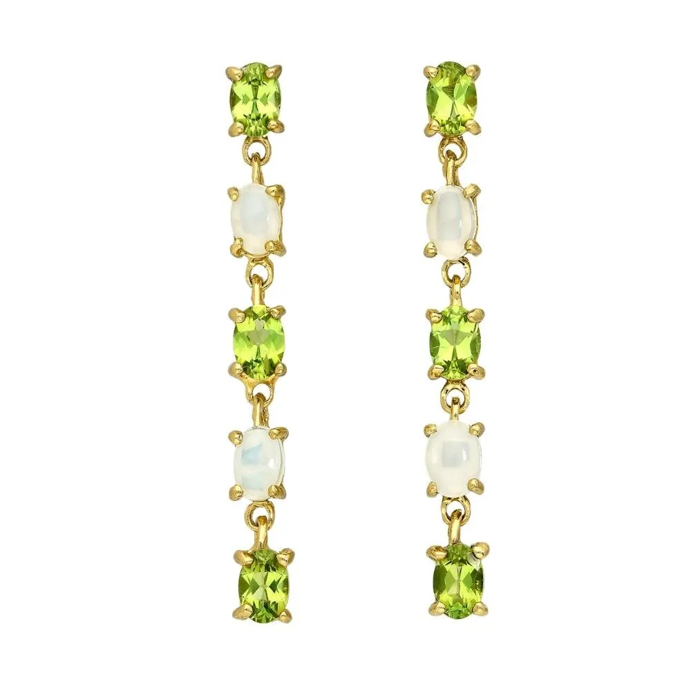 Sterling Silver Gold Plated Ethiopian Opal & Peridot Oval Drop Earrings sold by Zulily