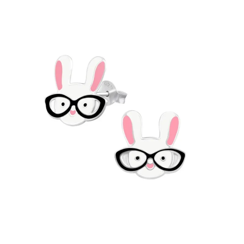 Bunny Rabbit With Glasses Sterling Silver Stud Earrings sold by Zulily