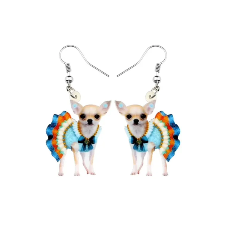 Chihuahua In Blue Tutu Drop Earrings sold by Zulily