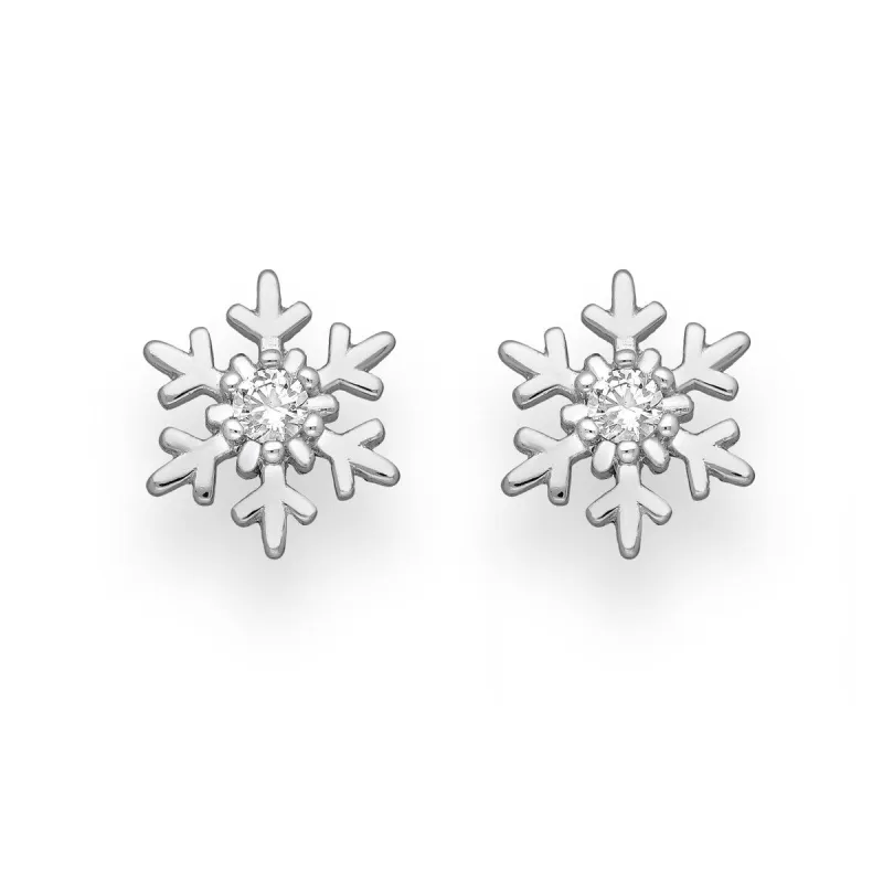 Sterling Silver Classic Snowflake Cubic Zirconia Stud Earrings sold by Zulily