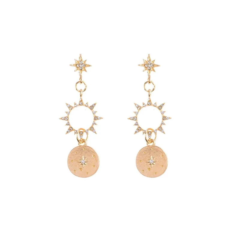 Crystal & Goldtone Sun Star Drop Earrings sold by Zulily