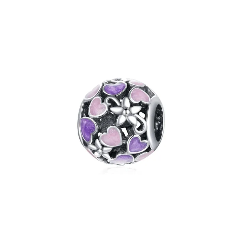 Purple Enamel & Sterling Silver Round Heart Charm sold by Zulily