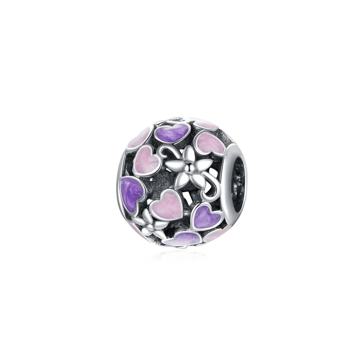 Purple Enamel & Sterling Silver Round Heart Charm sold by Zulily