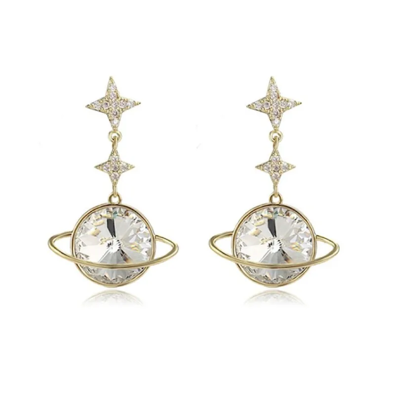 Goldtone Stars & Planet Swarovski Crystals Drop Earrings sold by Zulily