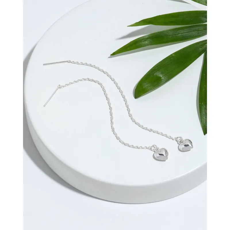 Sterling Silver Heart Threader Earrings sold by Zulily