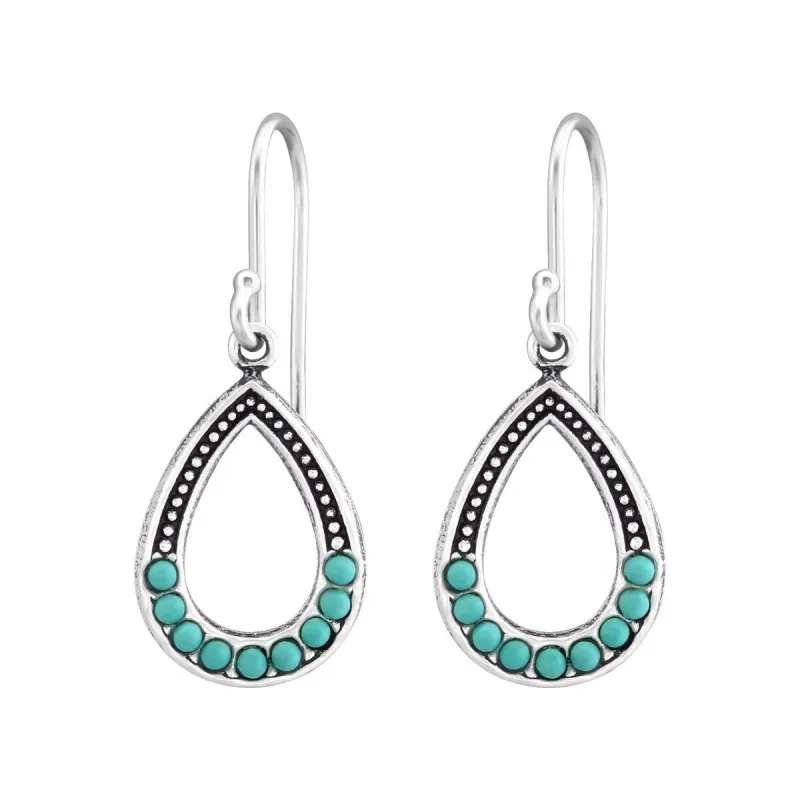 Sterling Silver Turquoise Teardrop Drop Earrings sold by Zulily