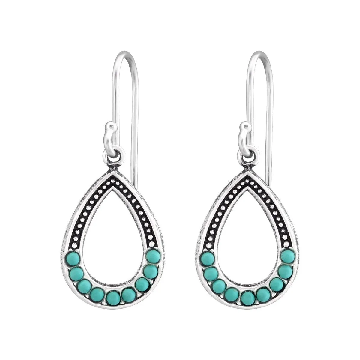 Sterling Silver Turquoise Teardrop Drop Earrings sold by Zulily