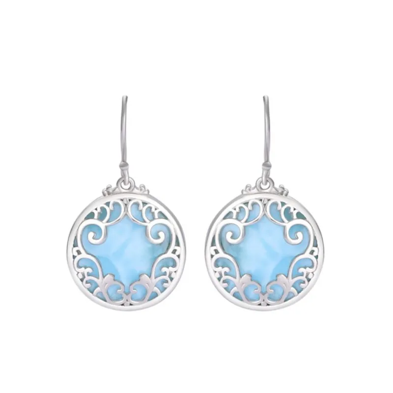 Sky Blue Larimar & Sterling Silver Lace-Encased Drop Earrings sold by Zulily