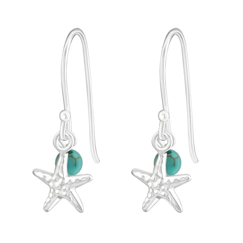 Sterling Silver Starfish Imitation Turquoise Earrings sold by Zulily