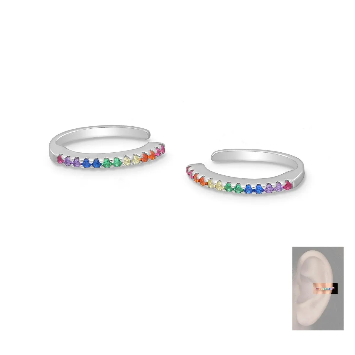 Sterling Silver Cubic Zirconia Multi Colored Ear Cuffs sold by Zulily