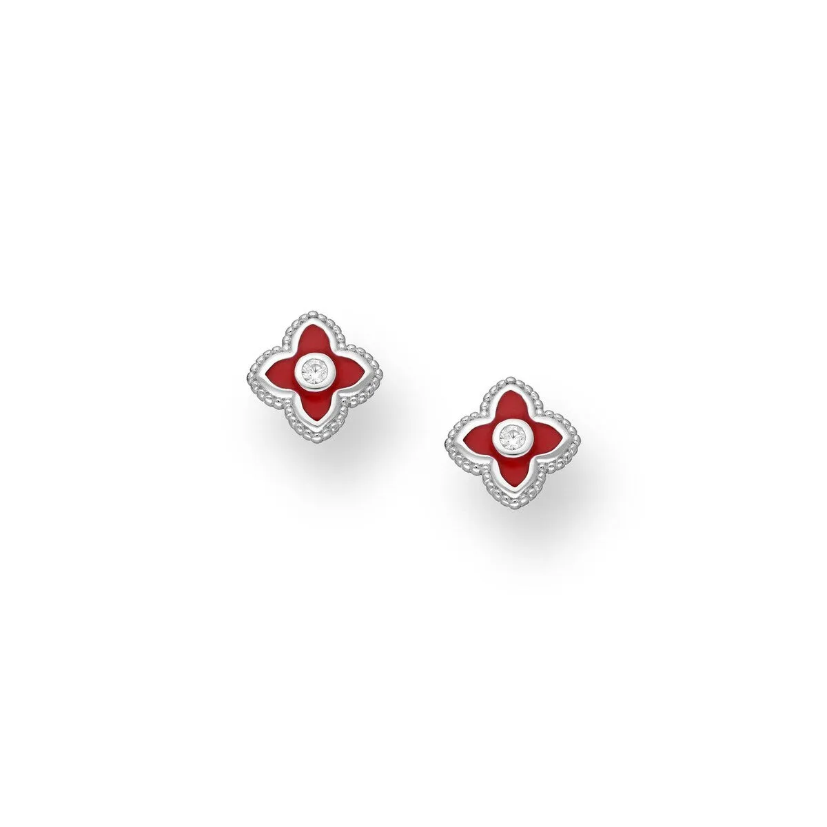 Red Enamel Flower Drop Earrings - Ag Sterling sold by Zulily