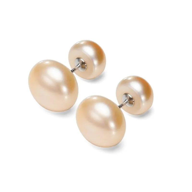 Peach Freshwater Pearl Button Stud Earrings sold by Zulily