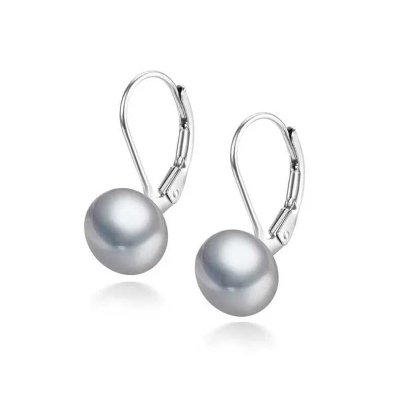 Sterling Silver & Grey Freshwater Pearl Leverback Earrings sold by Zulily