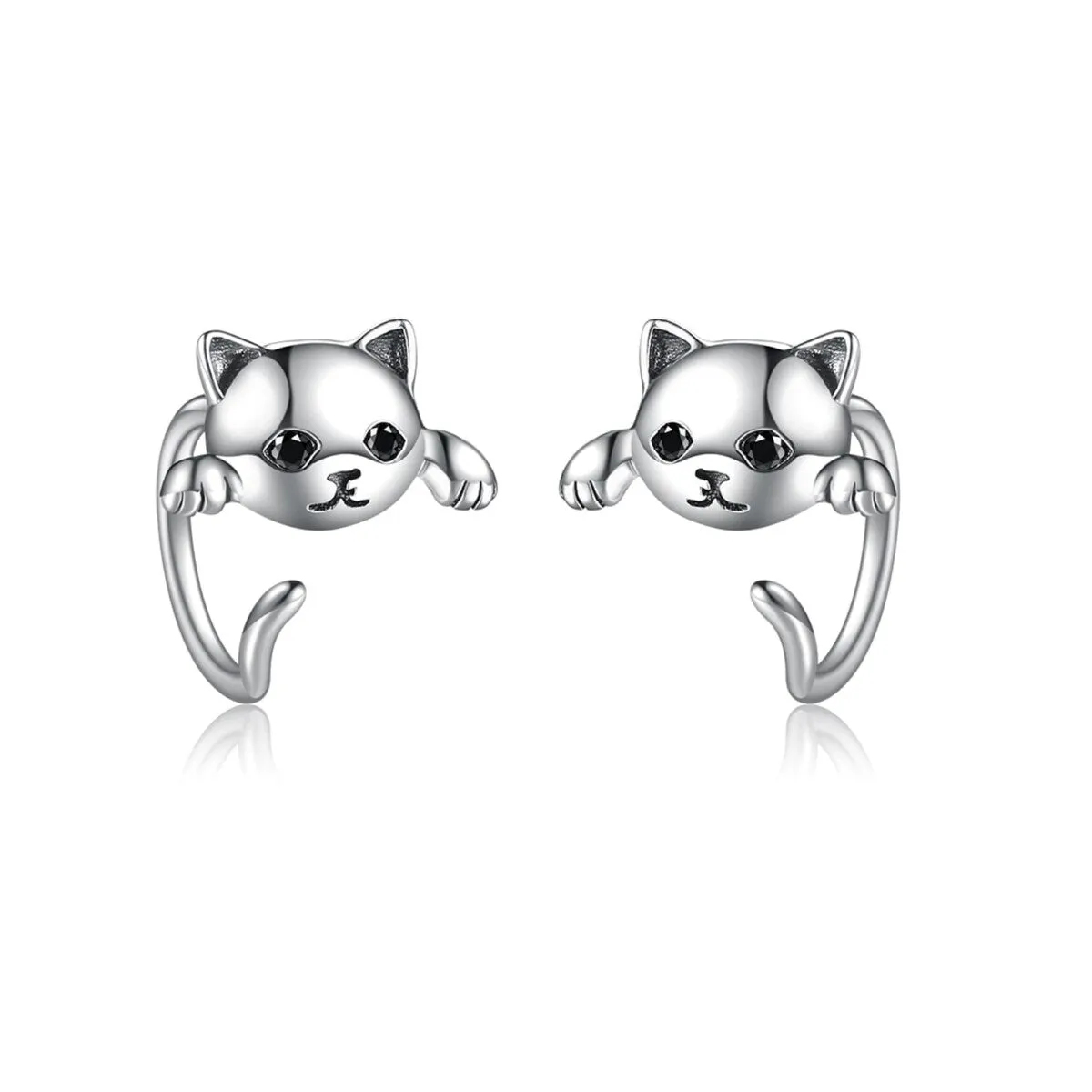 Sterling Silver Cat Stud Earrings sold by Zulily