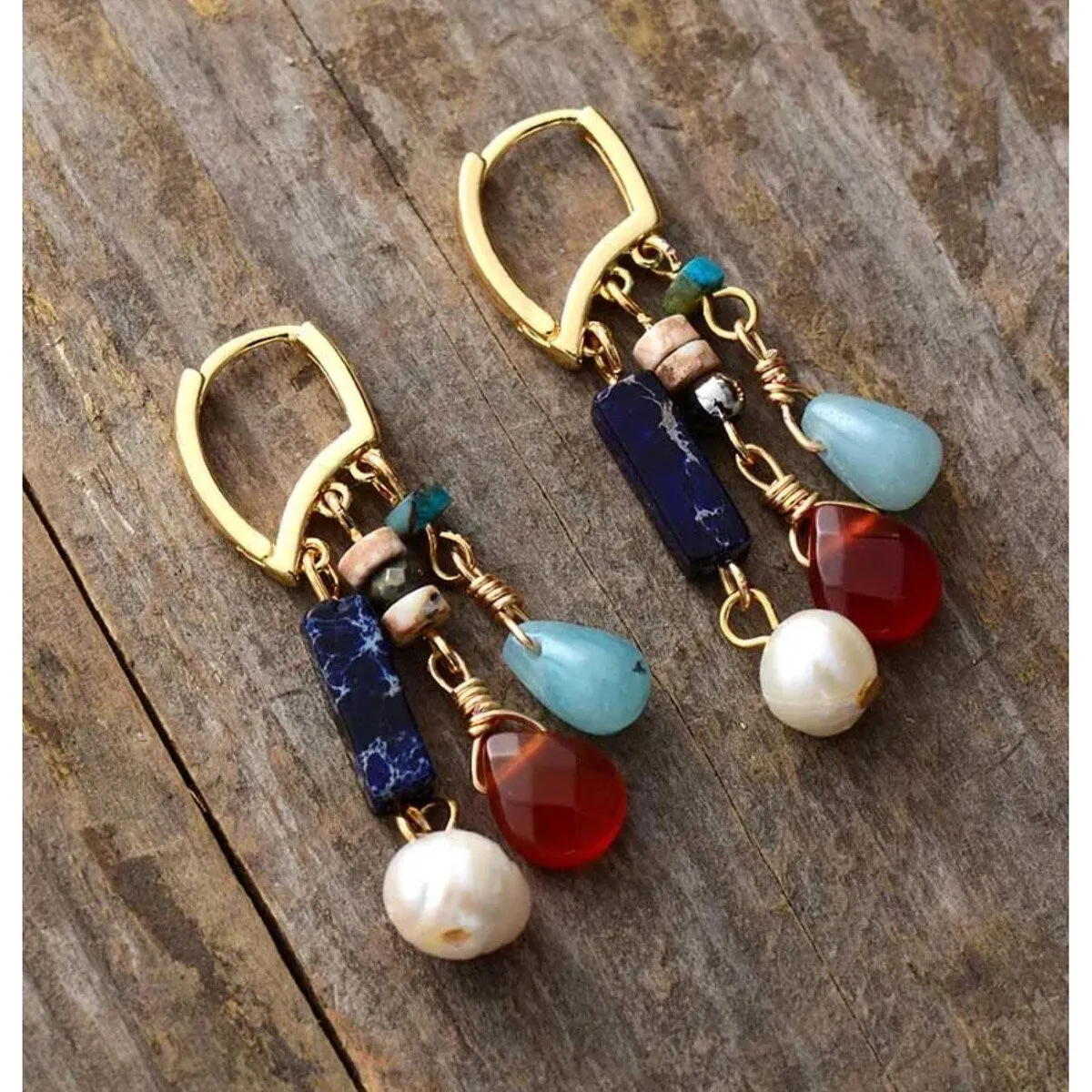 Goldtone Clustered Gemstone Drop Earrings sold by Zulily
