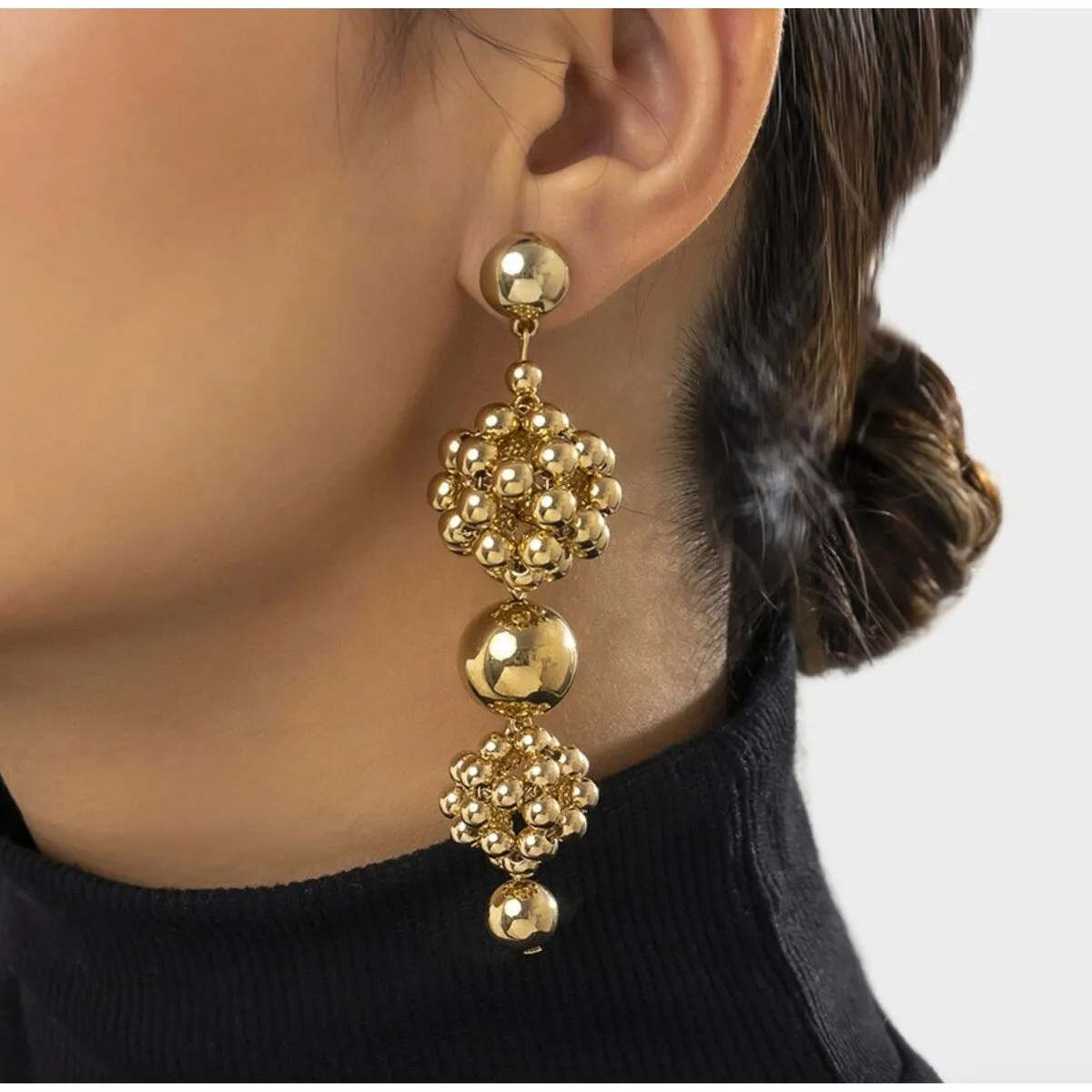 Goldtone Clustered Ball Drop Earrings sold by Zulily