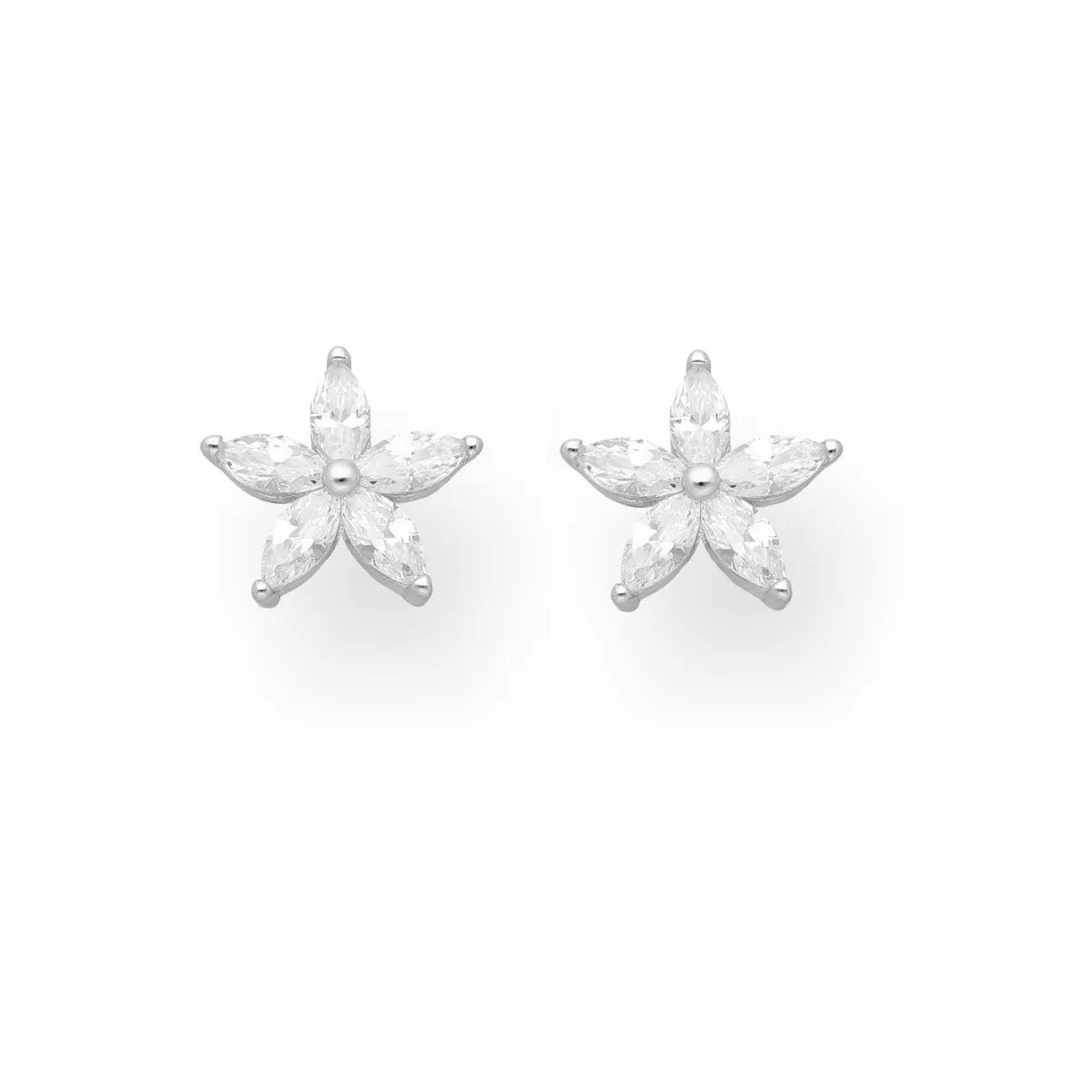 Sterling Silver Cubic Zirconia Flower Stud Earrings sold by Zulily