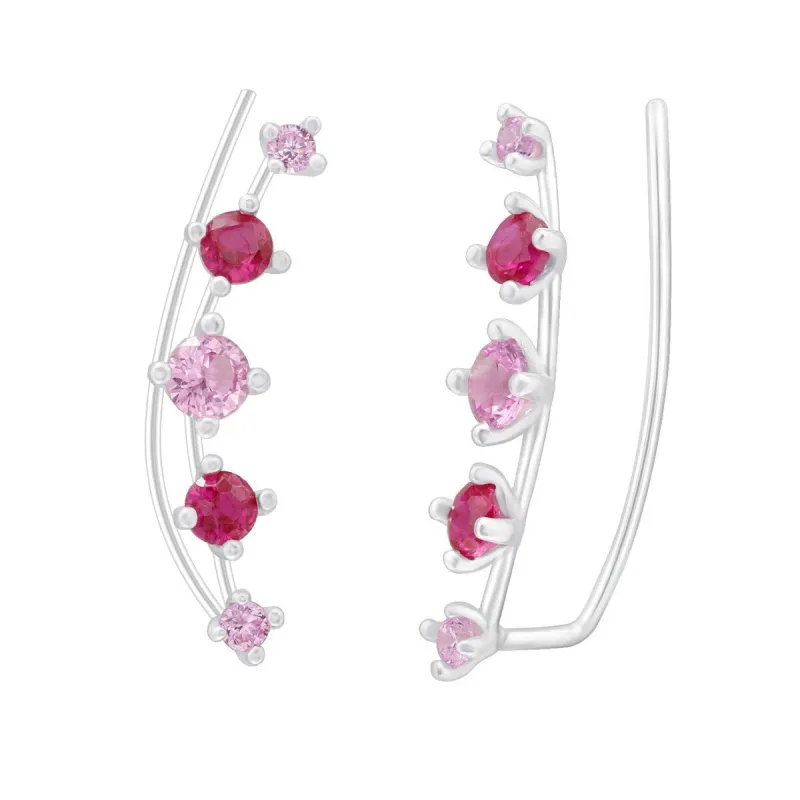 Sterling Silver Pink & Fuchsia Cubic Zirconia Crawler Earrings sold by Zulily