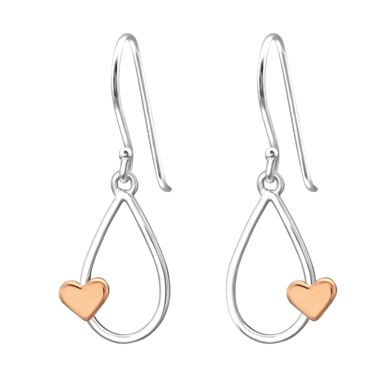 Sterling Silver & Rose Goldtone Plated Teardrop and Heart Earrings sold by Zulily