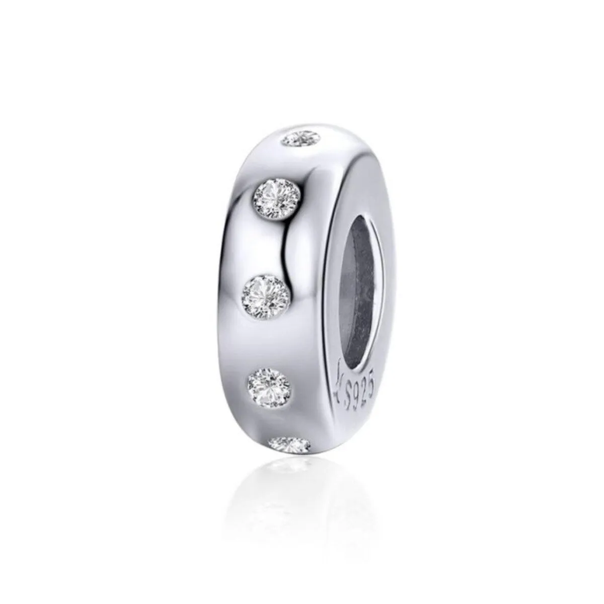 Sterling Silver Dotted Cubic Zirconia Charm Bead sold by Zulily