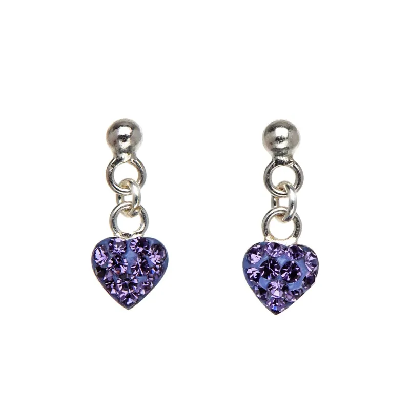 Sterling Silver Purple Cubic Zirconia Heart Drop Earrings sold by Zulily
