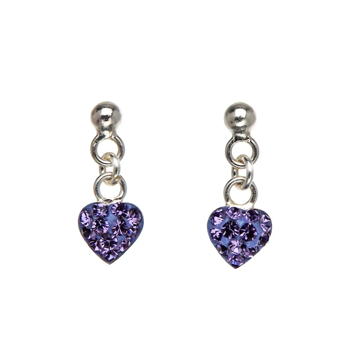 Sterling Silver Purple Cubic Zirconia Heart Drop Earrings sold by Zulily