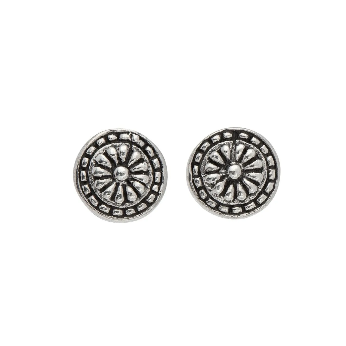 Sterling Silver Oxidized Round Aztec Stud Earrings sold by Zulily