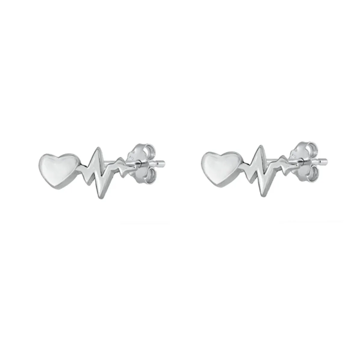 Sterling Silver Heart Heartbeat Stud Earrings sold by Zulily